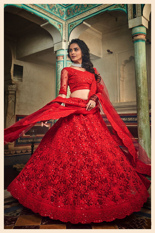 red lehenga for wedding
