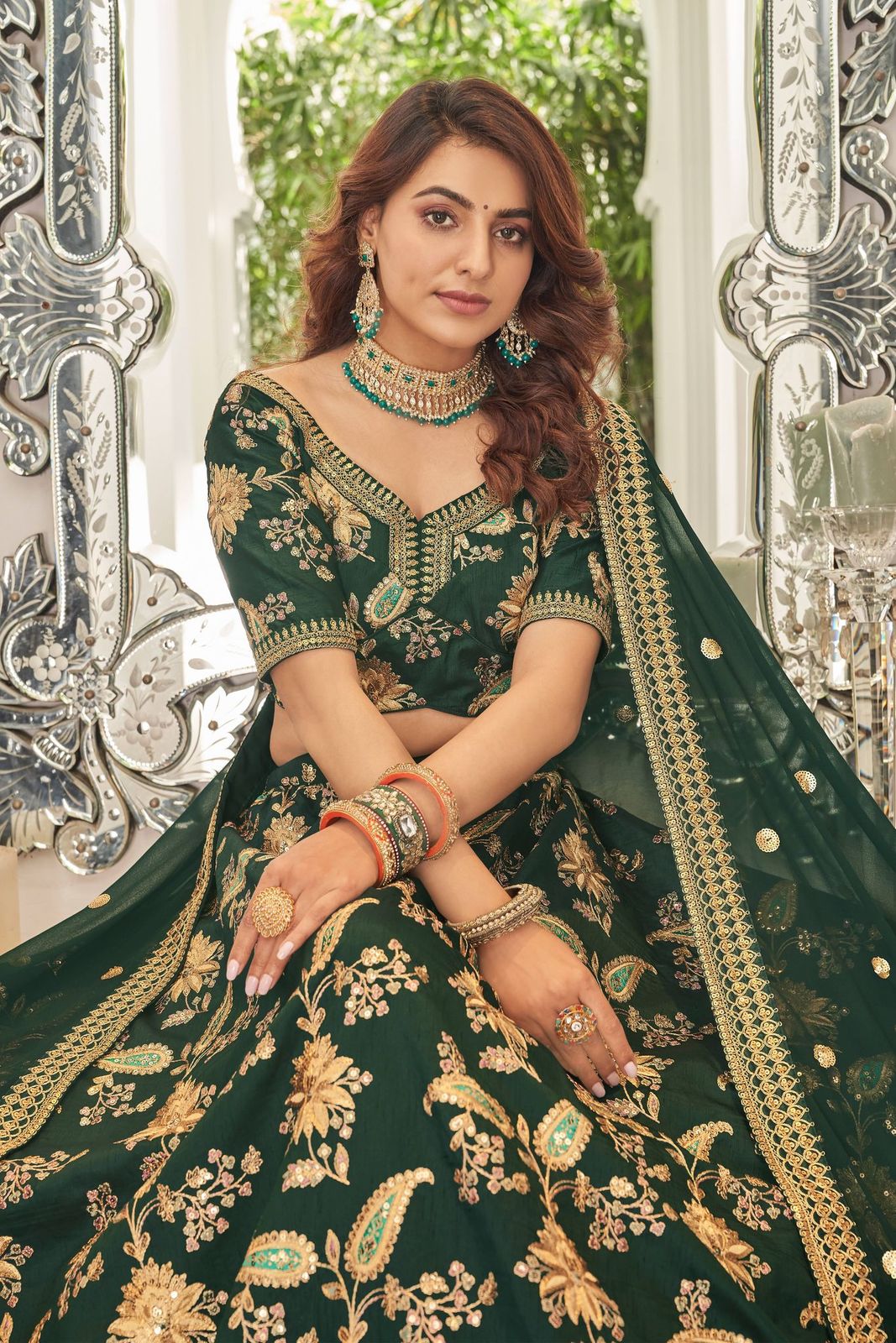green colour lehenga for bride