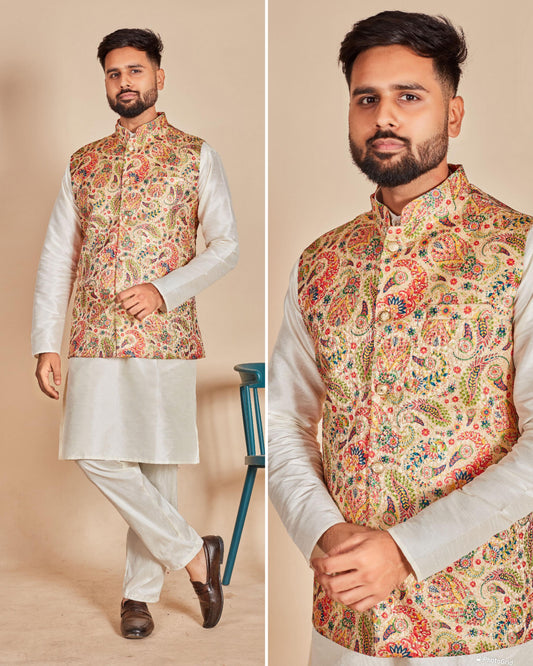 Modern Kurta Pajama with Jacket for wedding