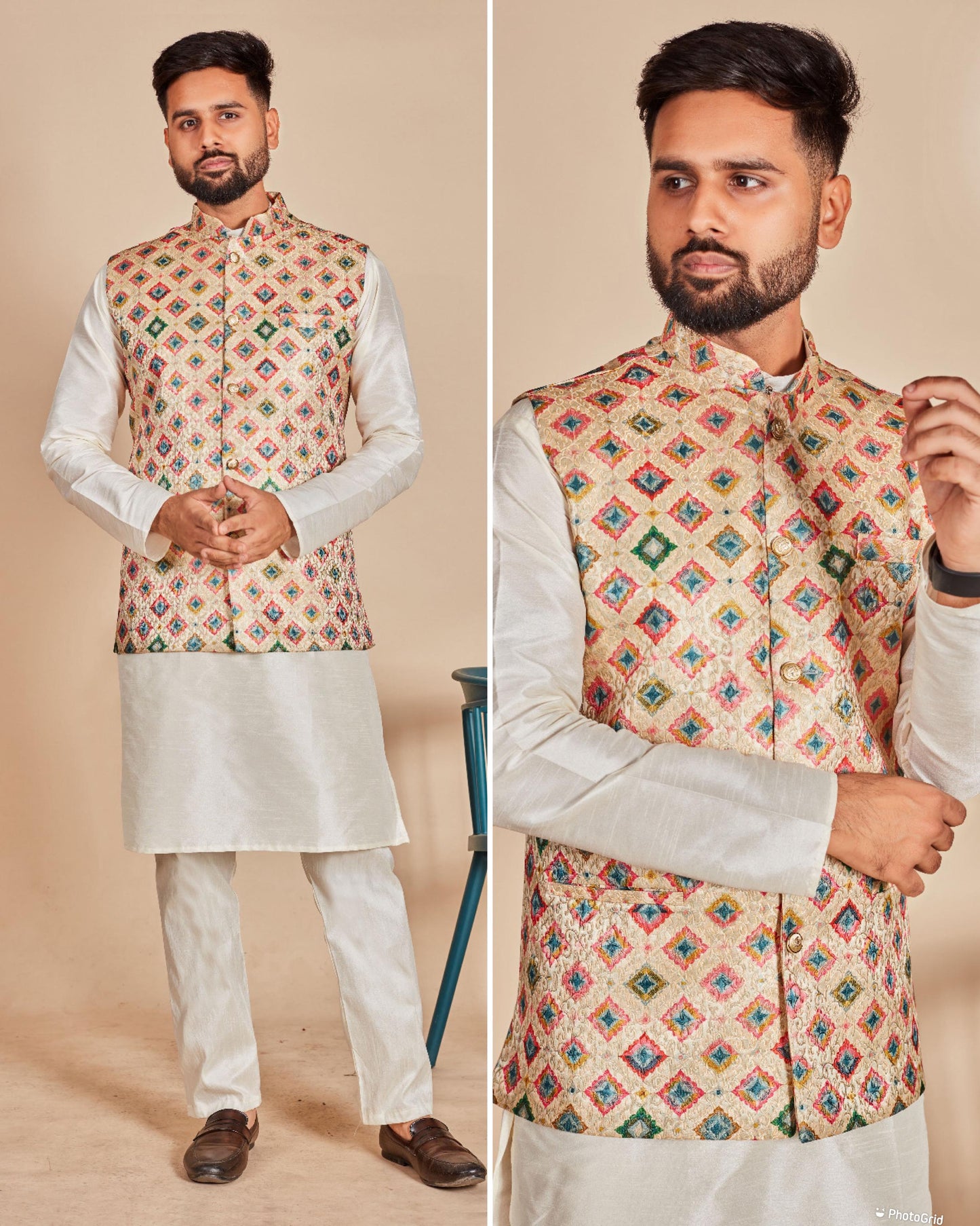 Kurta Pajama with Jacket for wedding with online