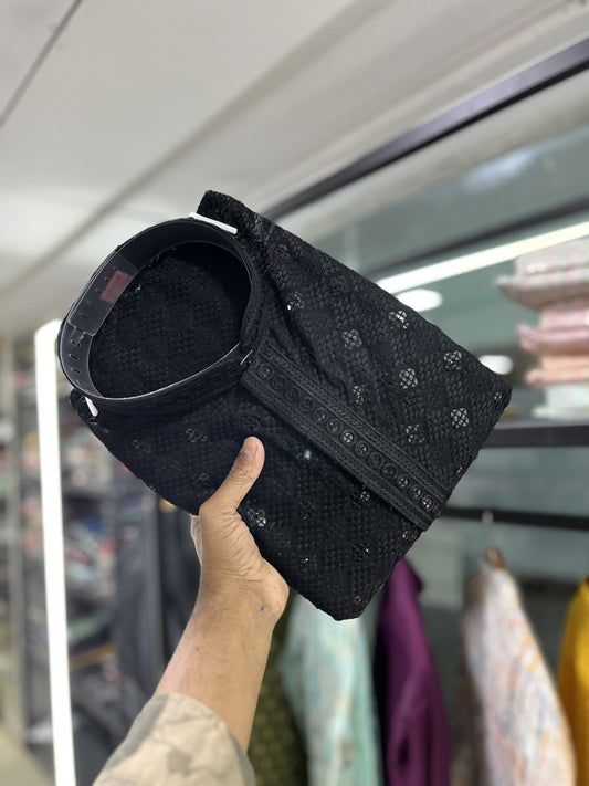 Black color embroidery work kurta price