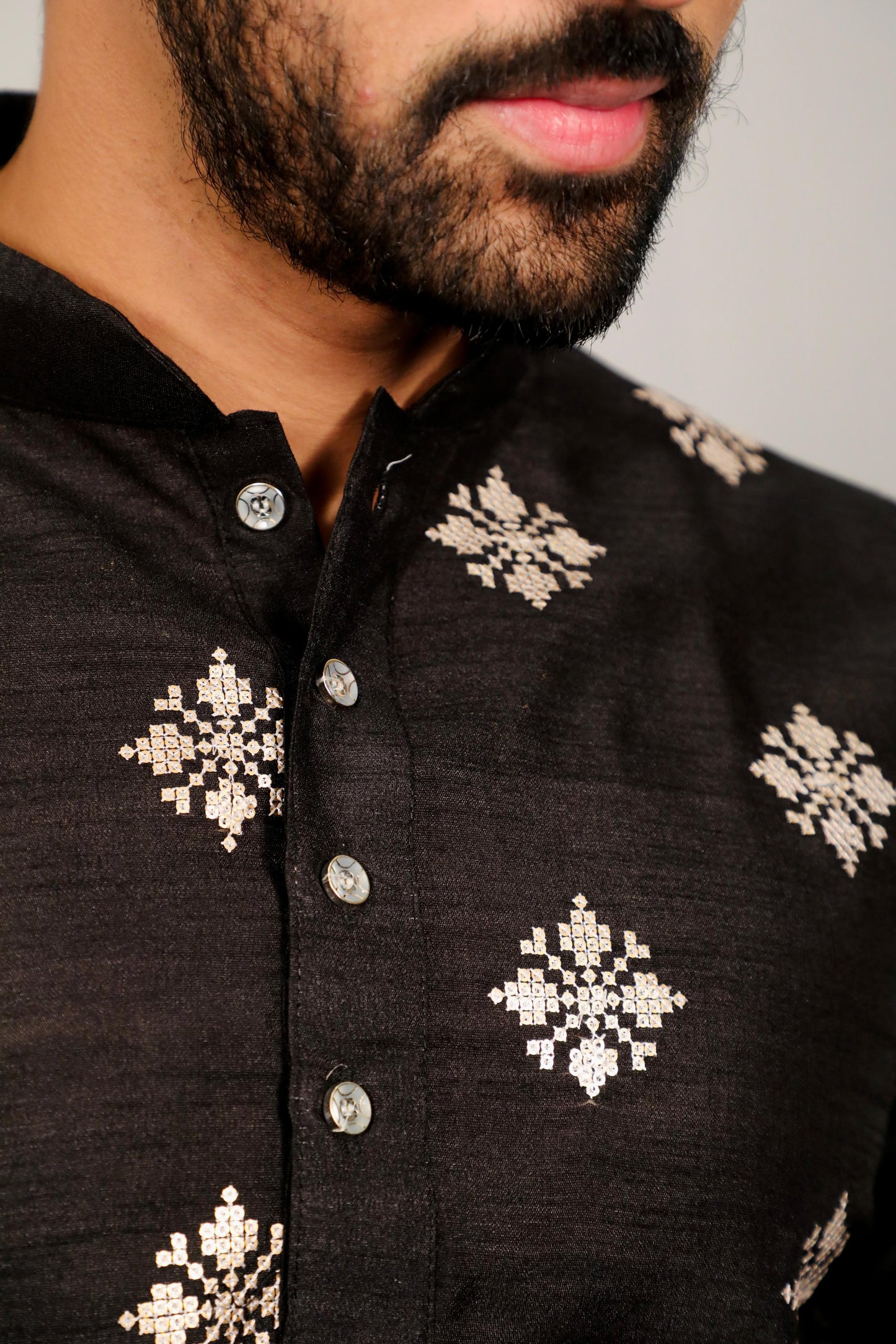 Black Kurta White Pajama for men