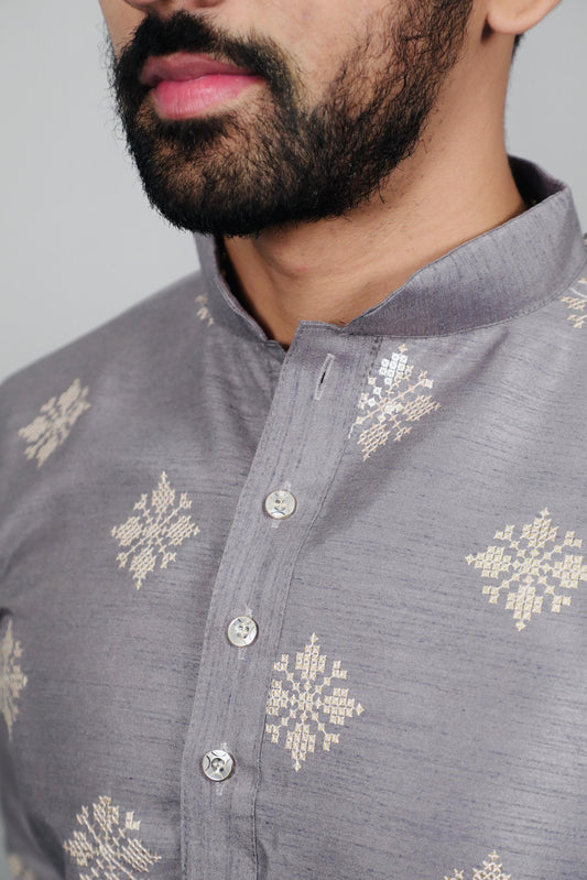 Grey Kurta Pajama Punjabi