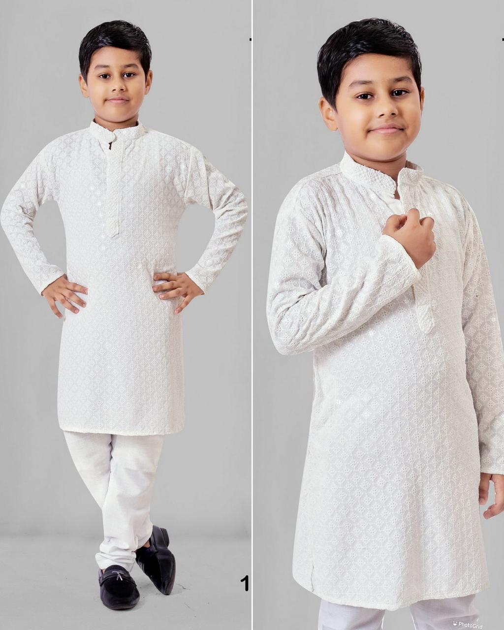 Wine Chikankari Kurta For Kids Boys Ethnic Wear Kids Kurta Pyjama
