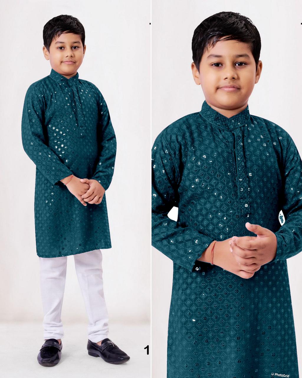 Wine Chikankari Kurta For Kids Boys Ethnic Wear Kids Kurta Pyjama