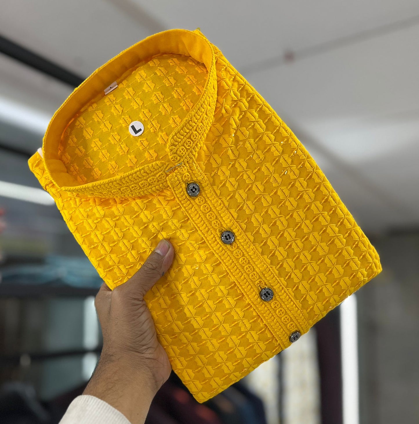 Yellow color rayon kurta for haldi