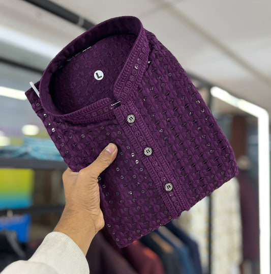 Purple color designer kurta