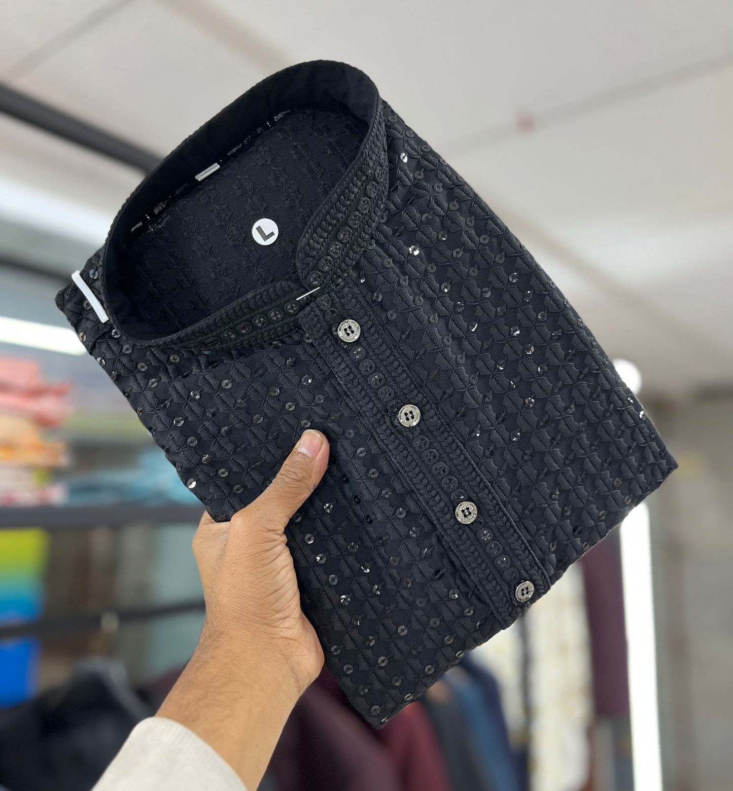 Traditional black color kurta price