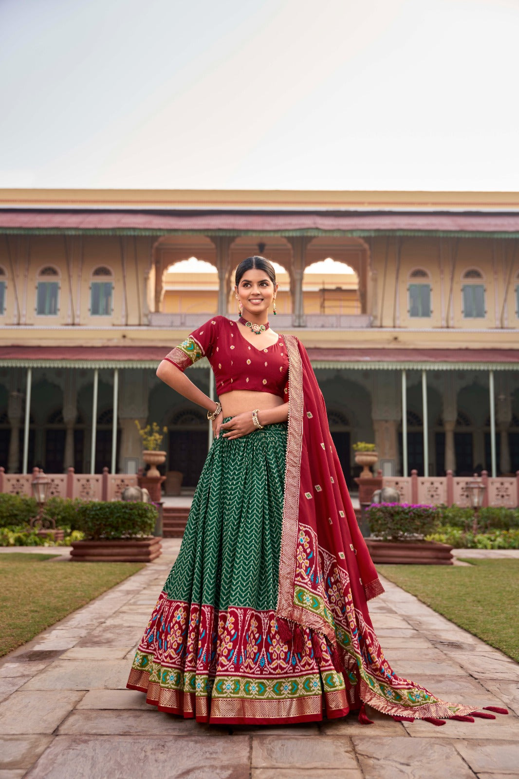 Green Patola Lehenga Choli online