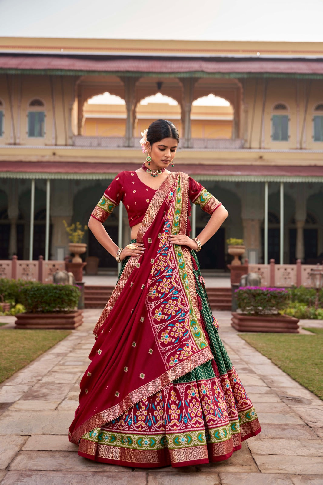 Greeen Gujarati patola lehenga