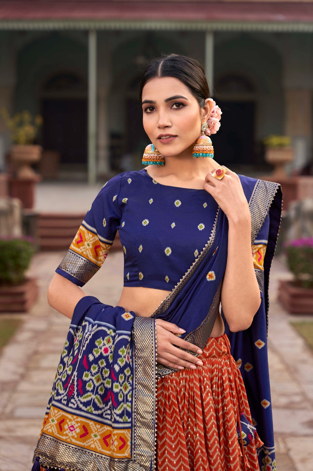 Silk patola foil print design lehenga choli online shopping