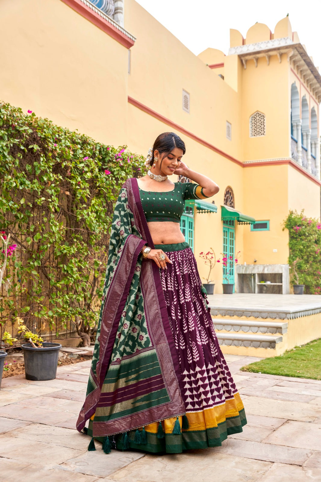 Wine Color Traditional lehenga choli dola silk with price