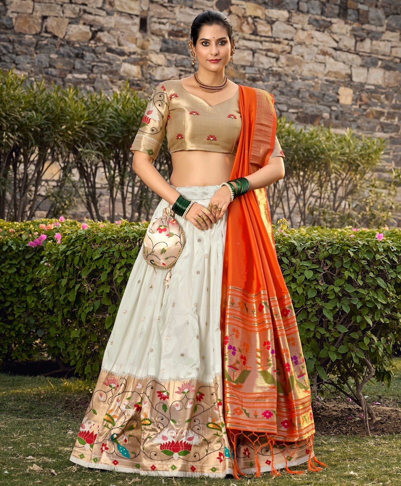Women Jacquard silk Ghagra choli