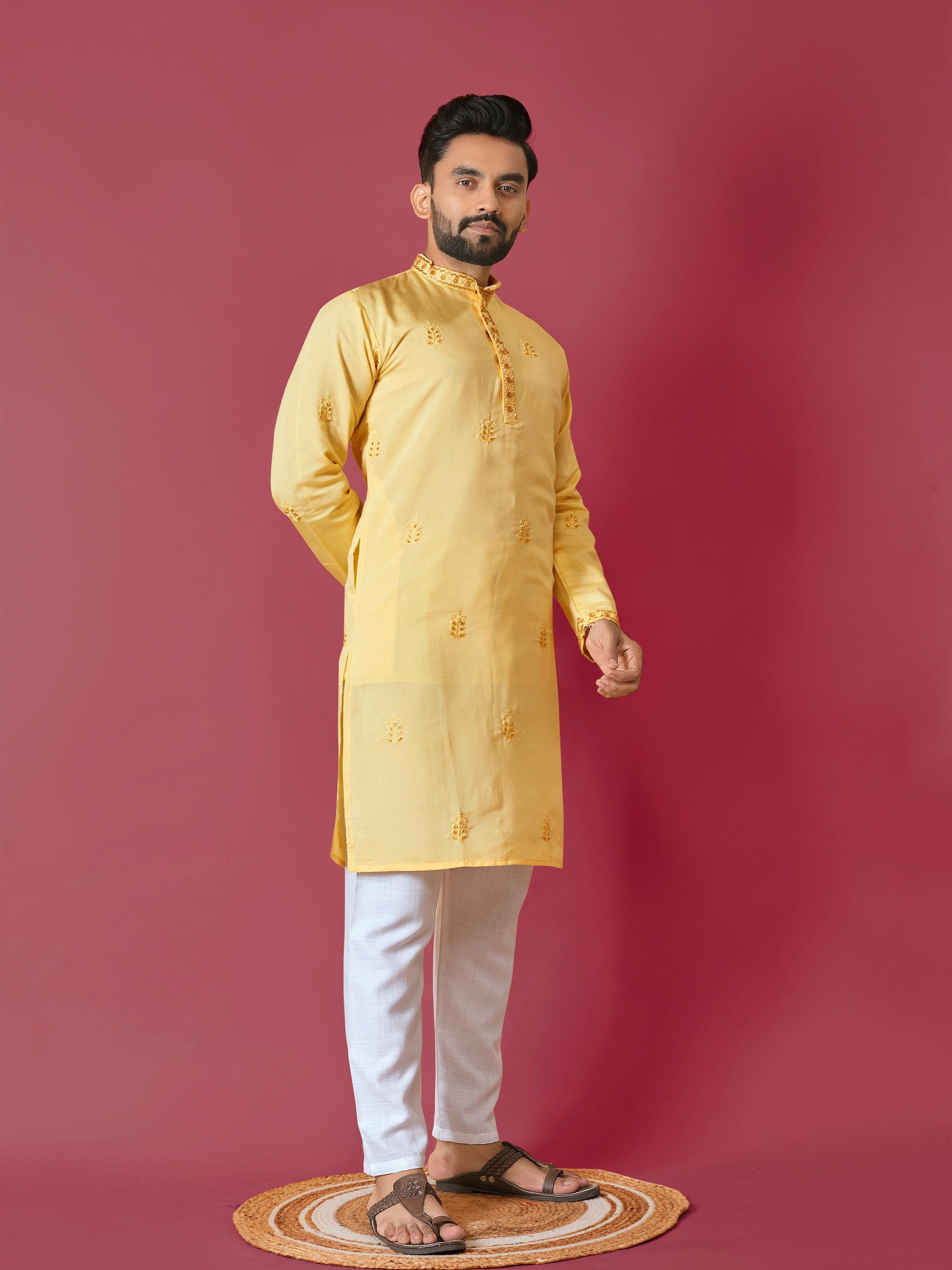 yellow Ethnic Menswear | Punjabi Kurta Pajama For Men