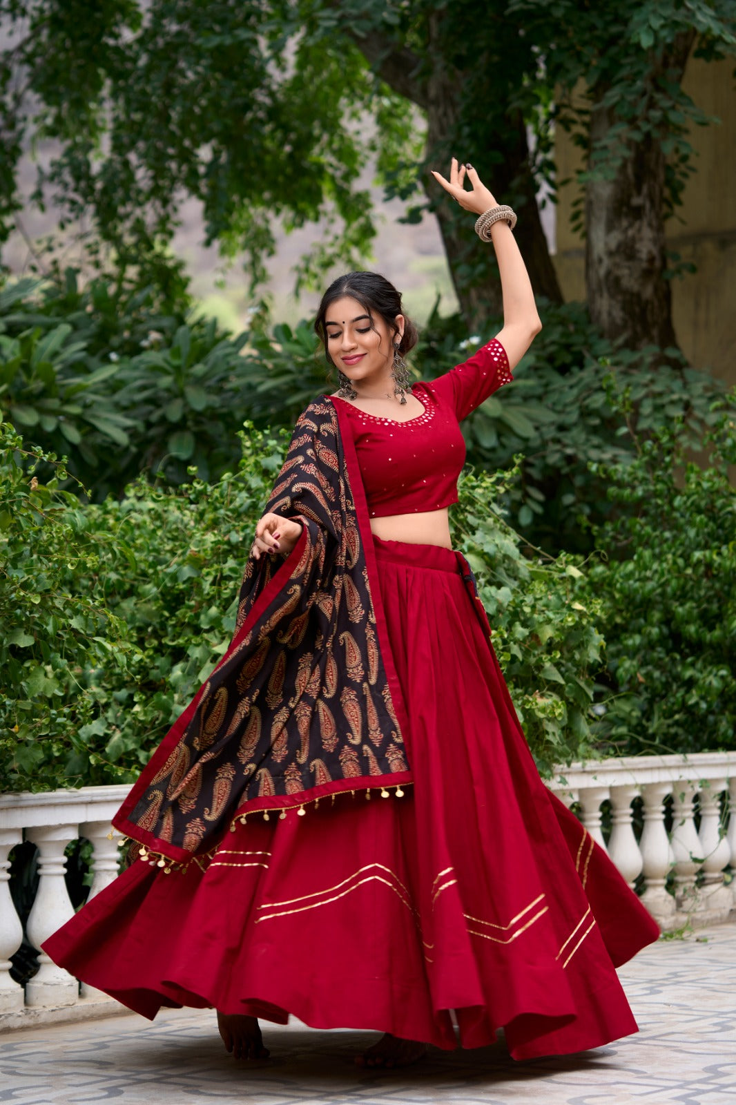Black Cotton Lehenga Choli with Gota Patti for Wedding Wear