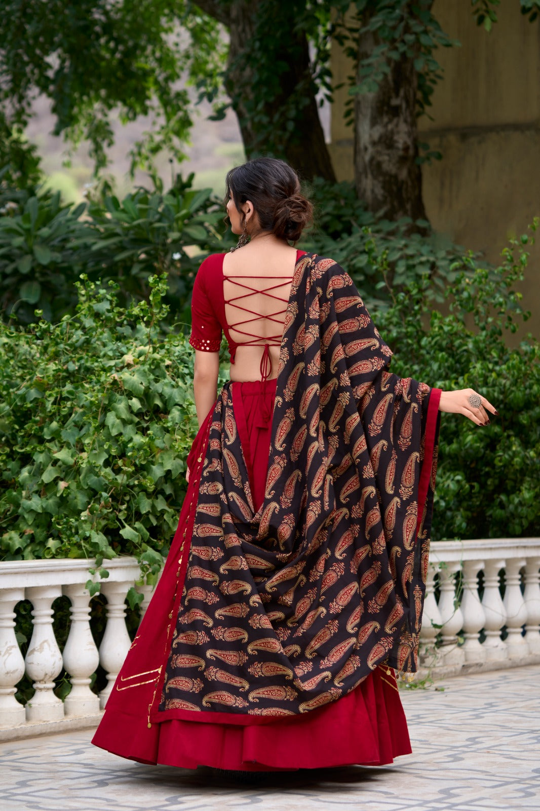 Black Cotton Lehenga Choli with Gota Patti for Wedding Wear