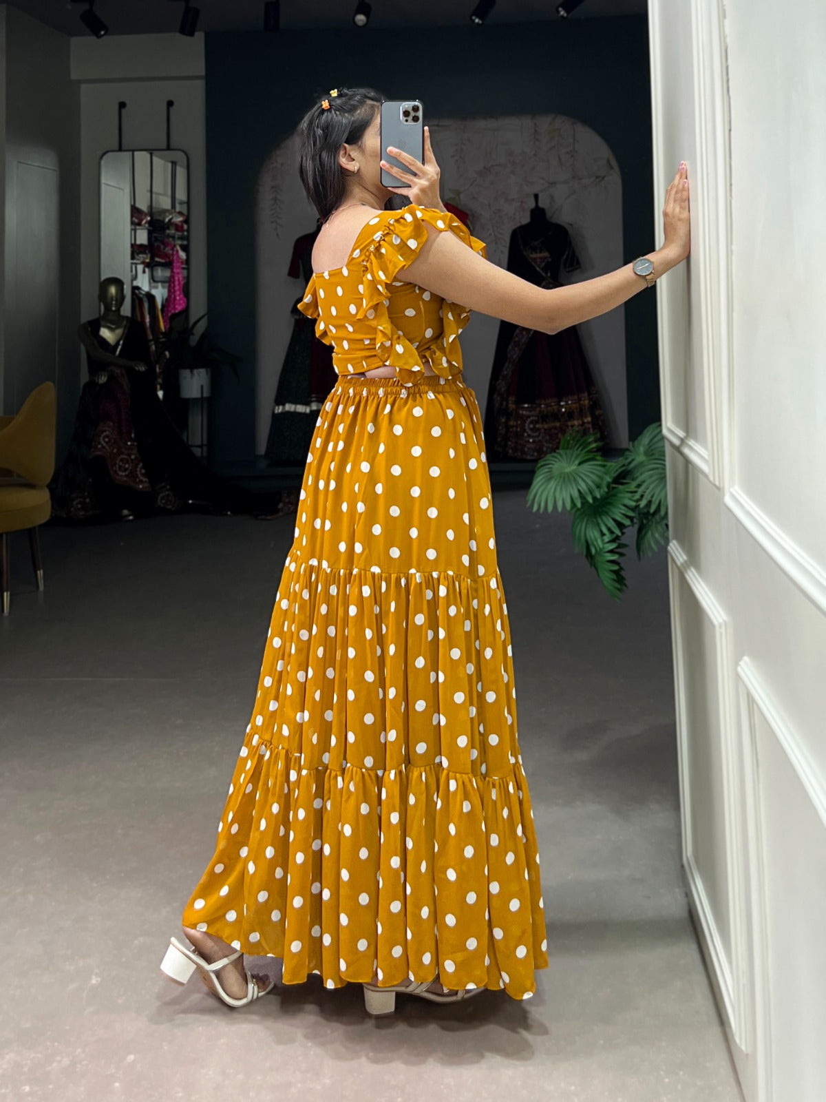 Fancy top and bottom lehenga and blouse set for wedding