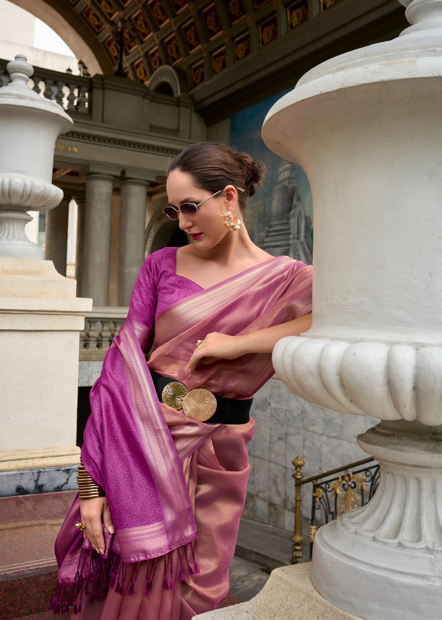 Wine colour saree for Wedding