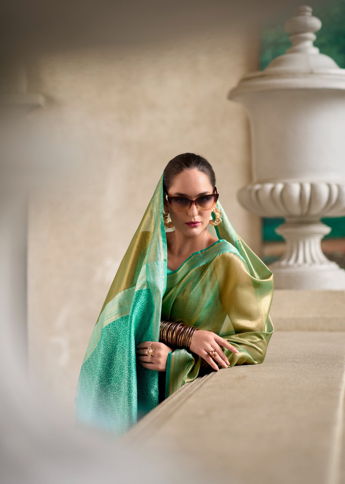 Green tissue sarees with price