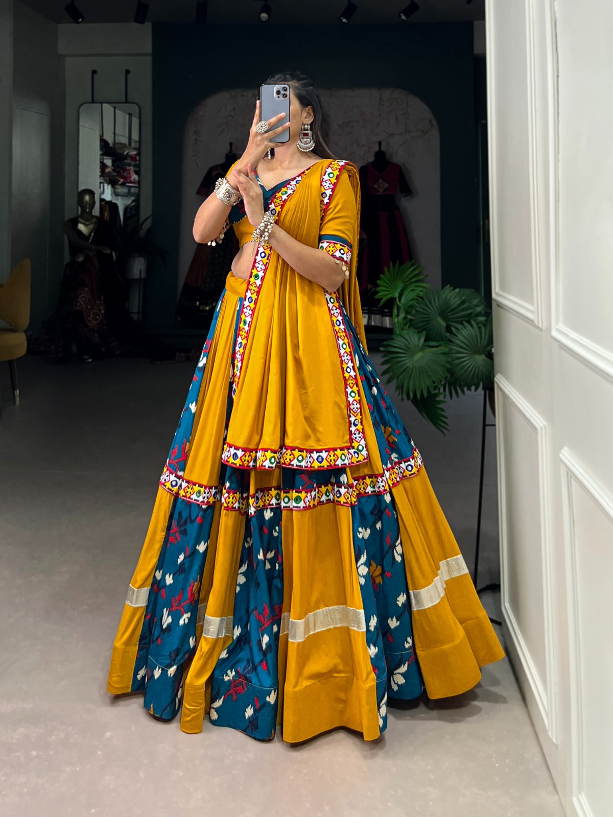 Firozi gamthi work lehenga choli price