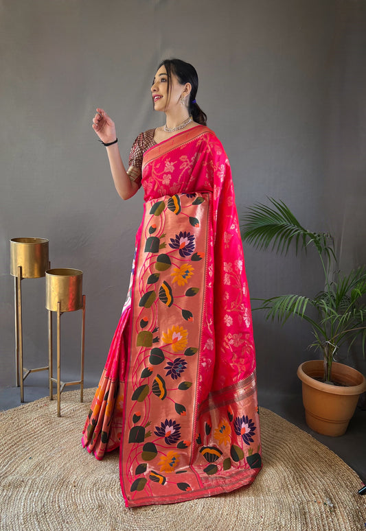 Pink Paithani Saree look