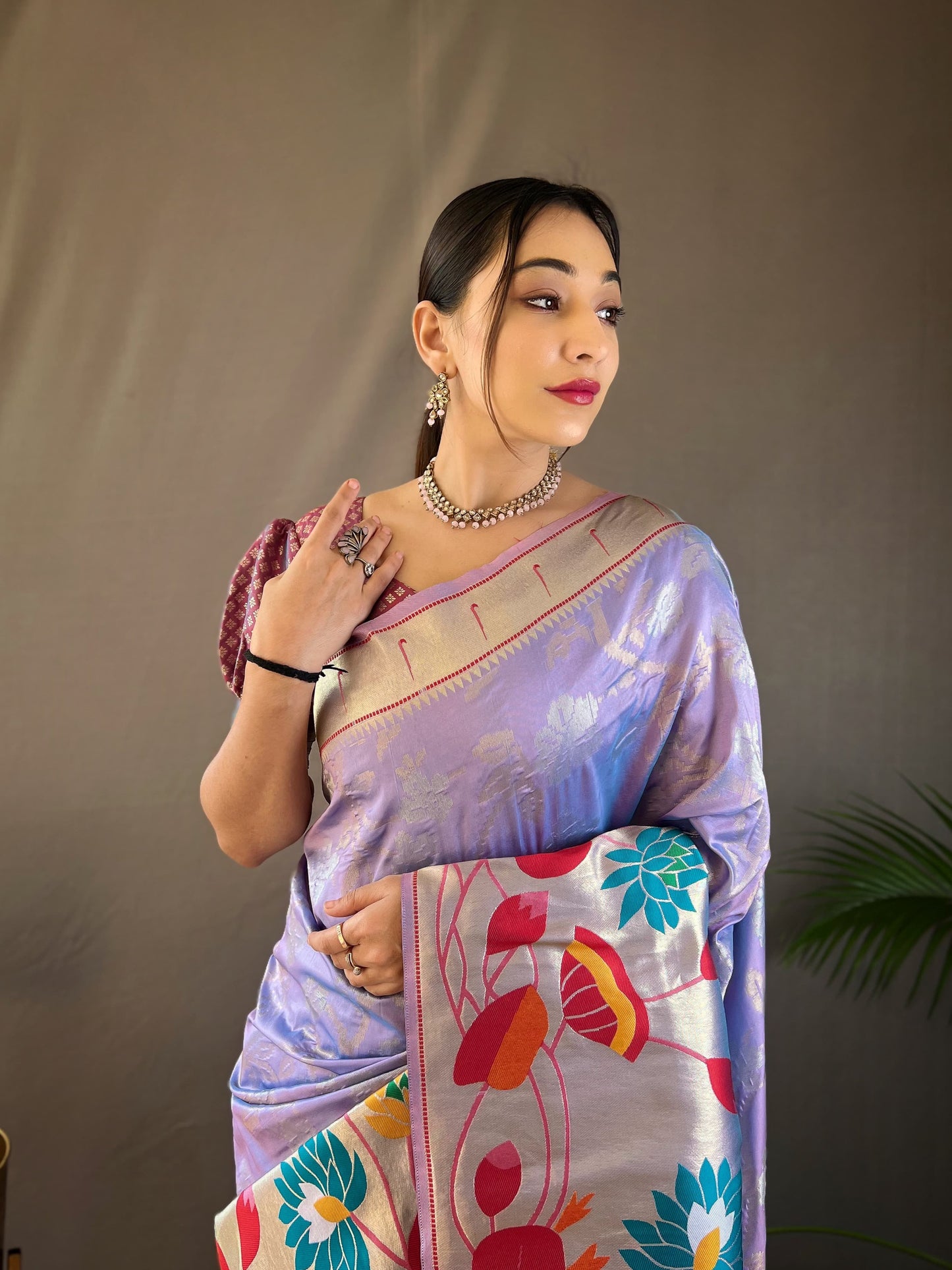 Lavender Paithani Saree