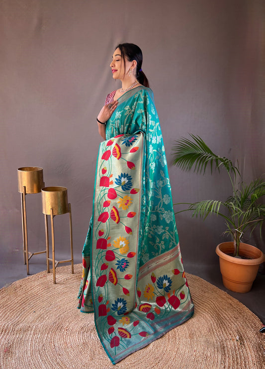 Rama paithani silk saree for women online