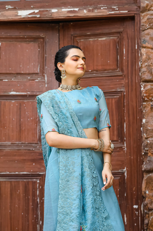 Sky shiny zari chiffon saree for women online