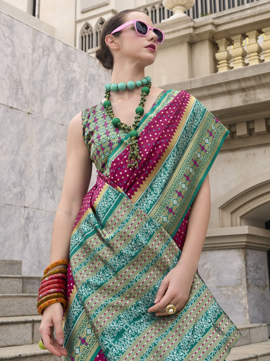 Purple Banarasi Saree Look