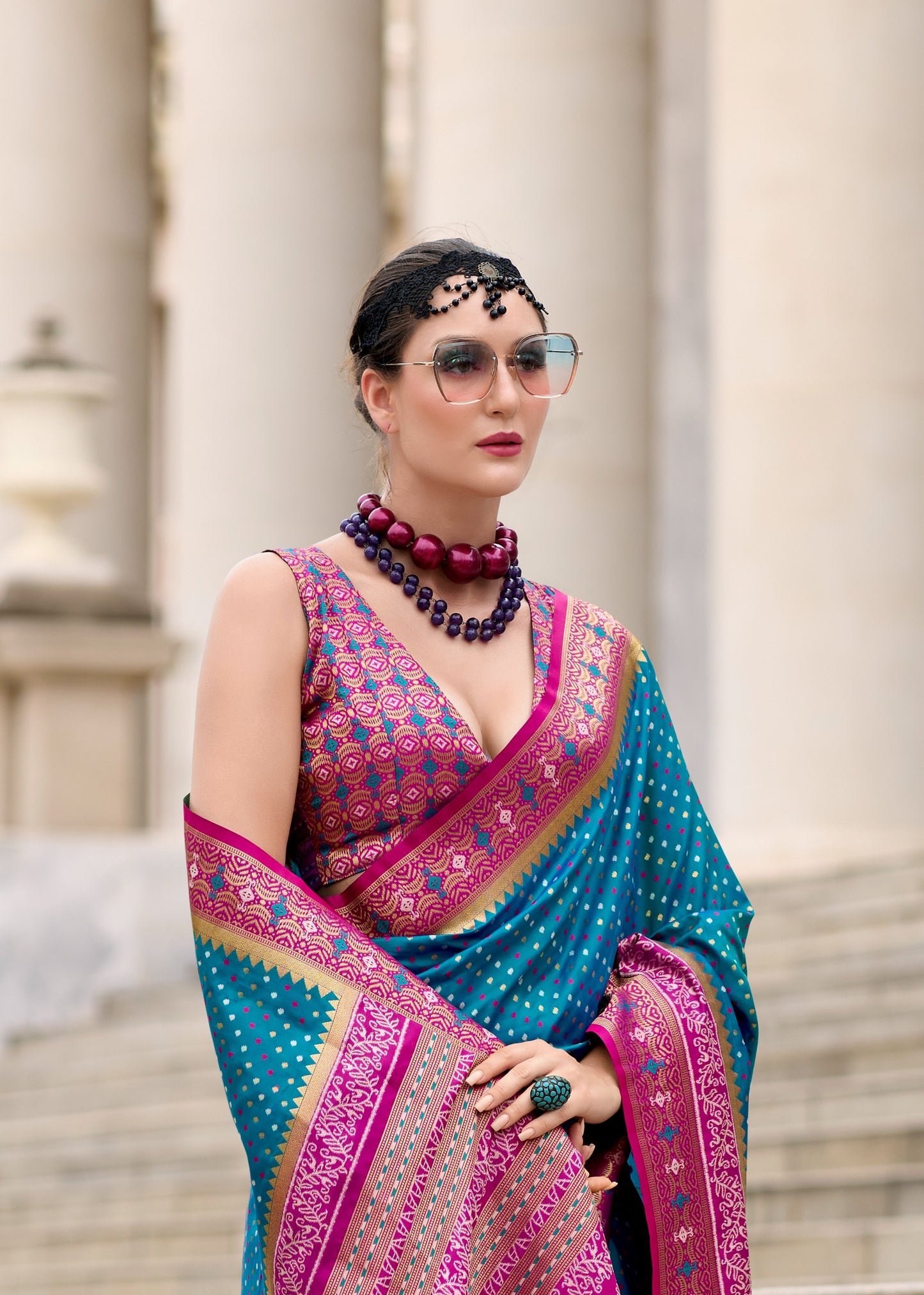 Rama green silk saree