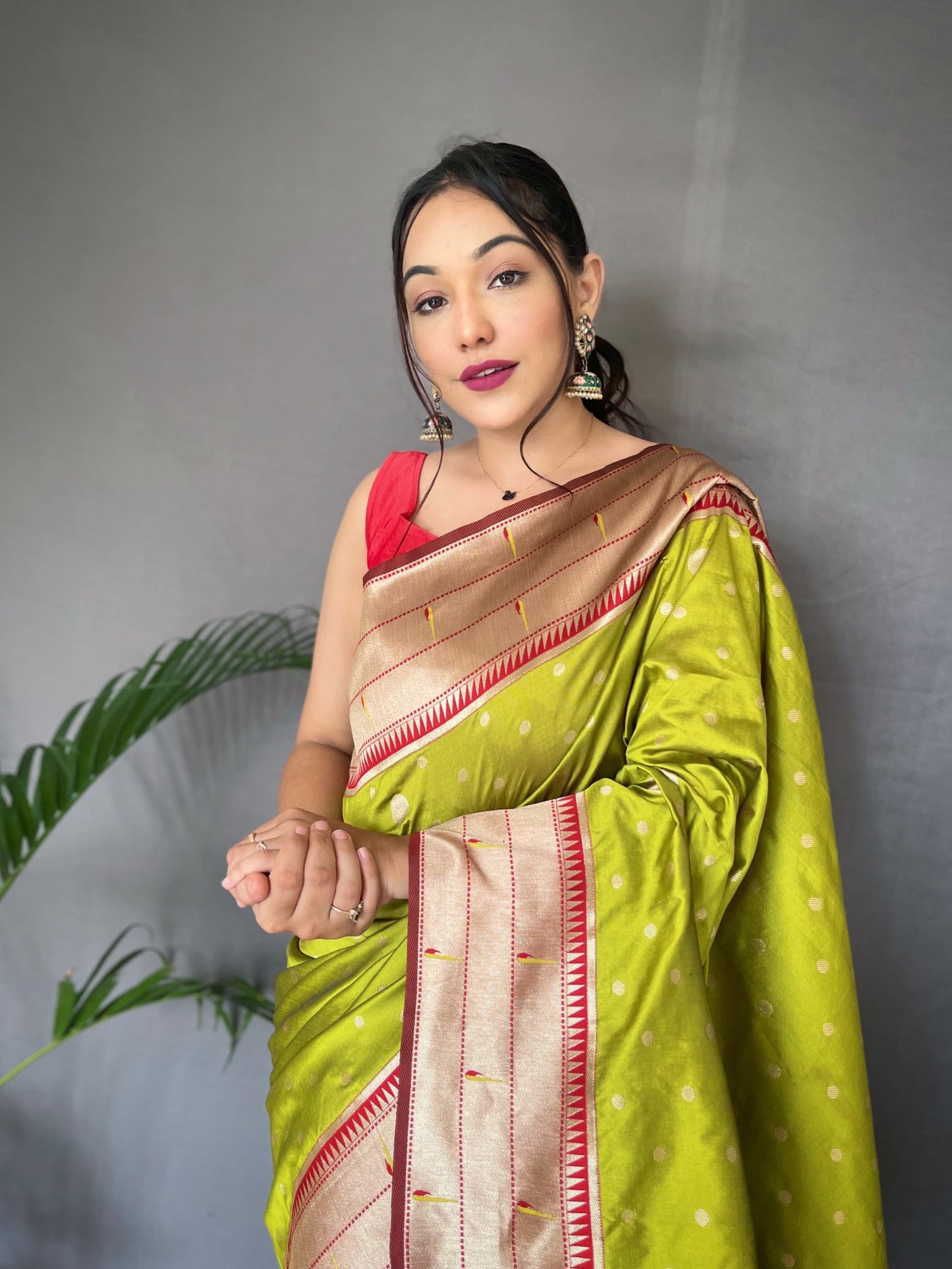 Light green colour paithani saree