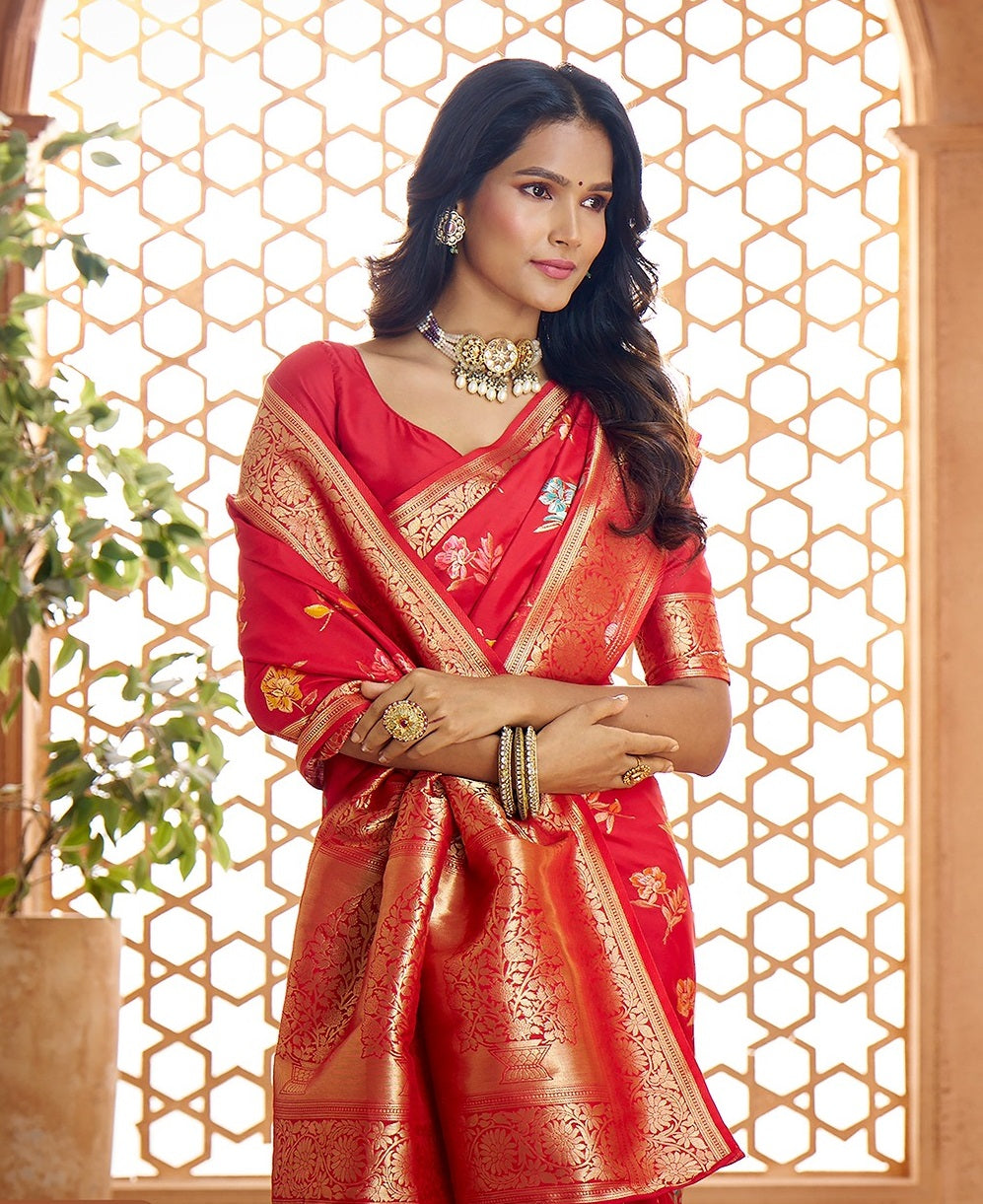 Red Banarasi Saree price