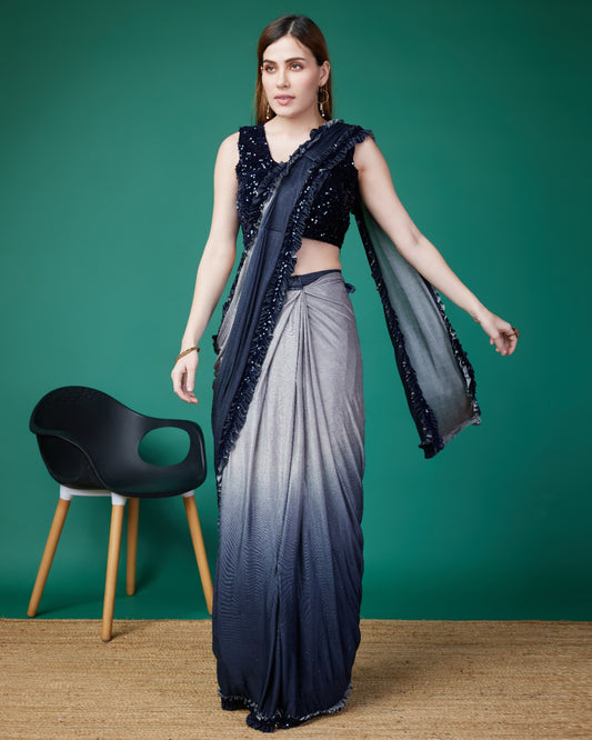 stitched saree with blouse