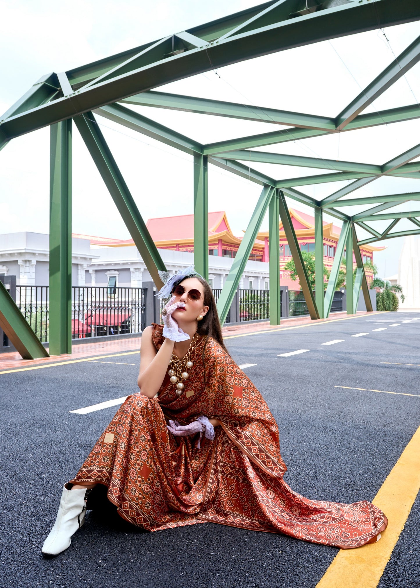Orange saree Party Wear