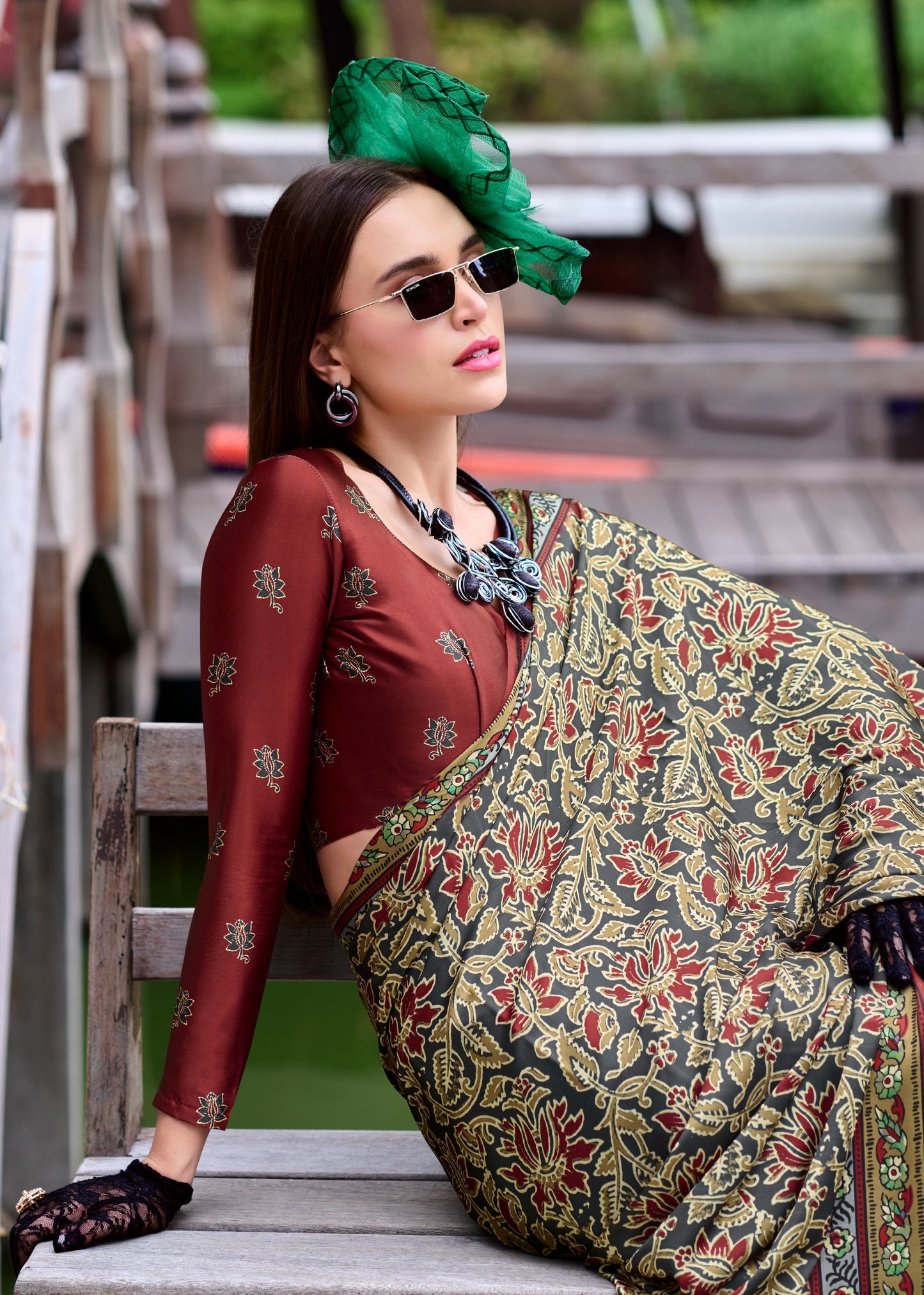 Light Green Satin Saree