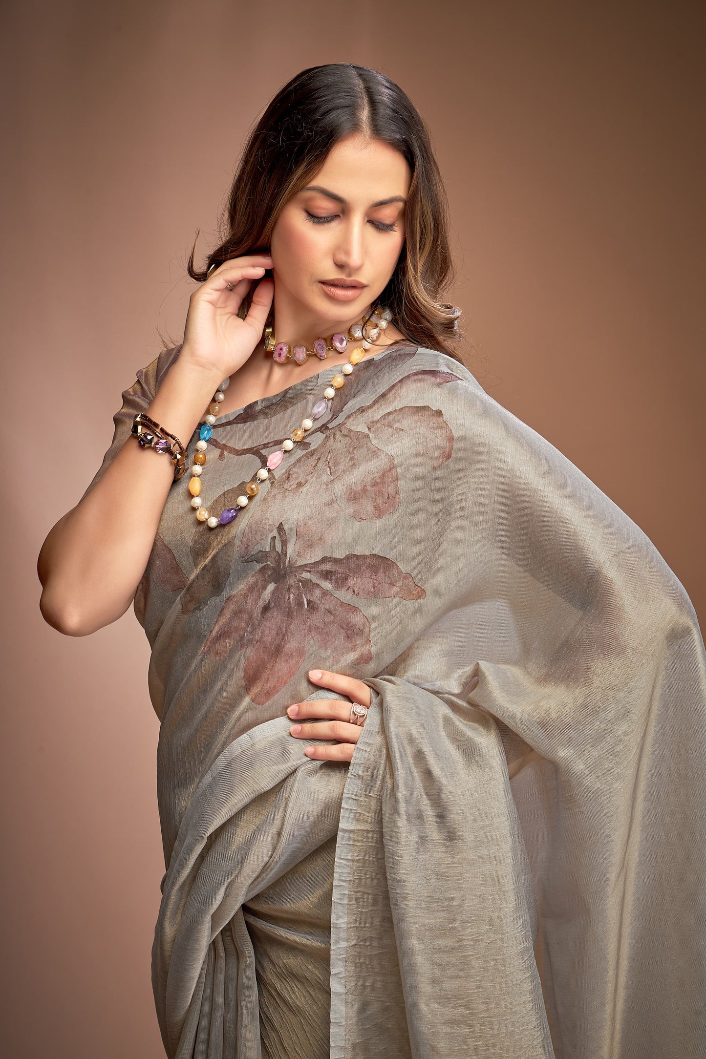 Grey colour Saree for Wedding