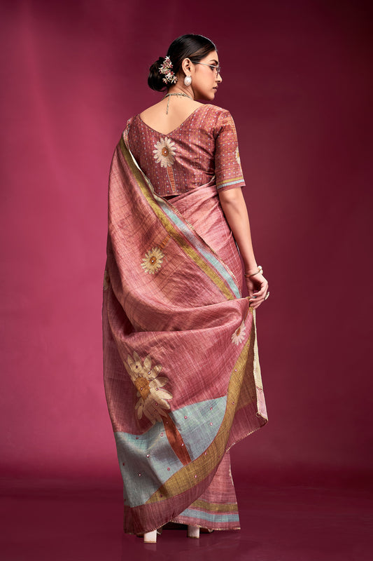 Dark gajri Colour Saree