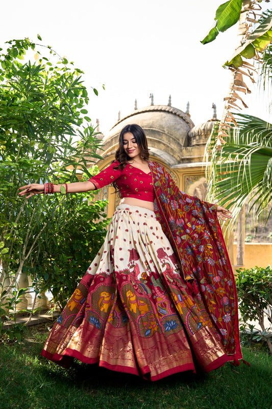Off white tussar silk lehenga choli for women online shopping