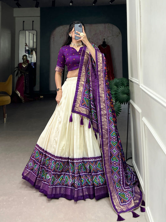Purple tussar silk printed lehenga choli for women online shopping