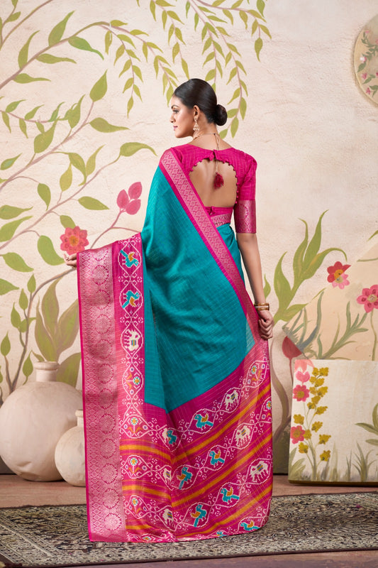 Firozi tussar chex saree for women price