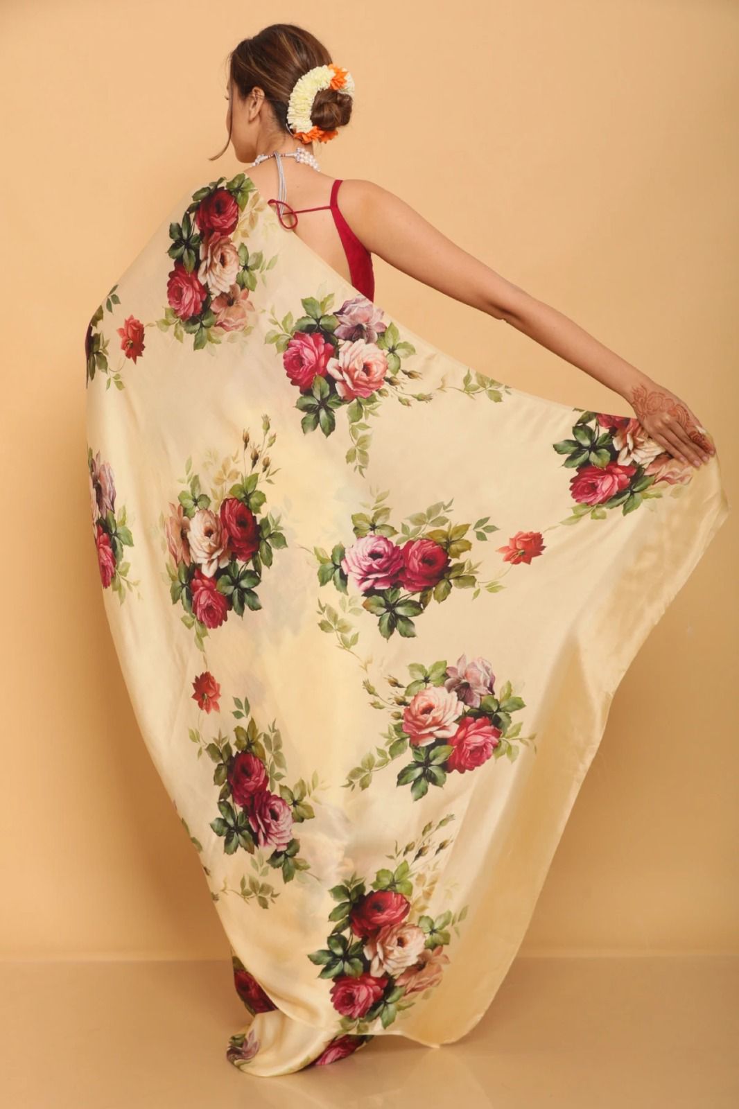 Satin Silk Saree with designer Blouse