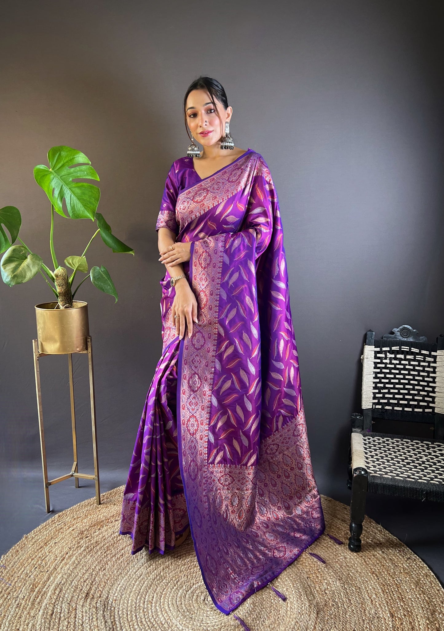 Purple color soft silk saree for women online shopping