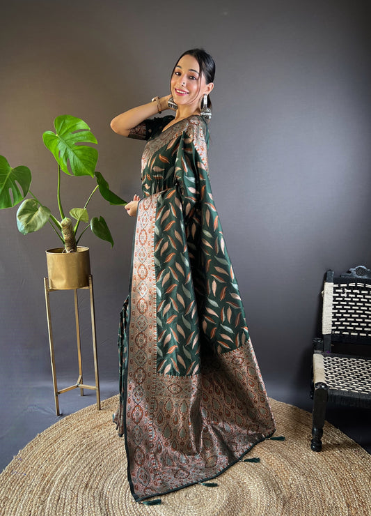 Dark green Soft Silk Saree