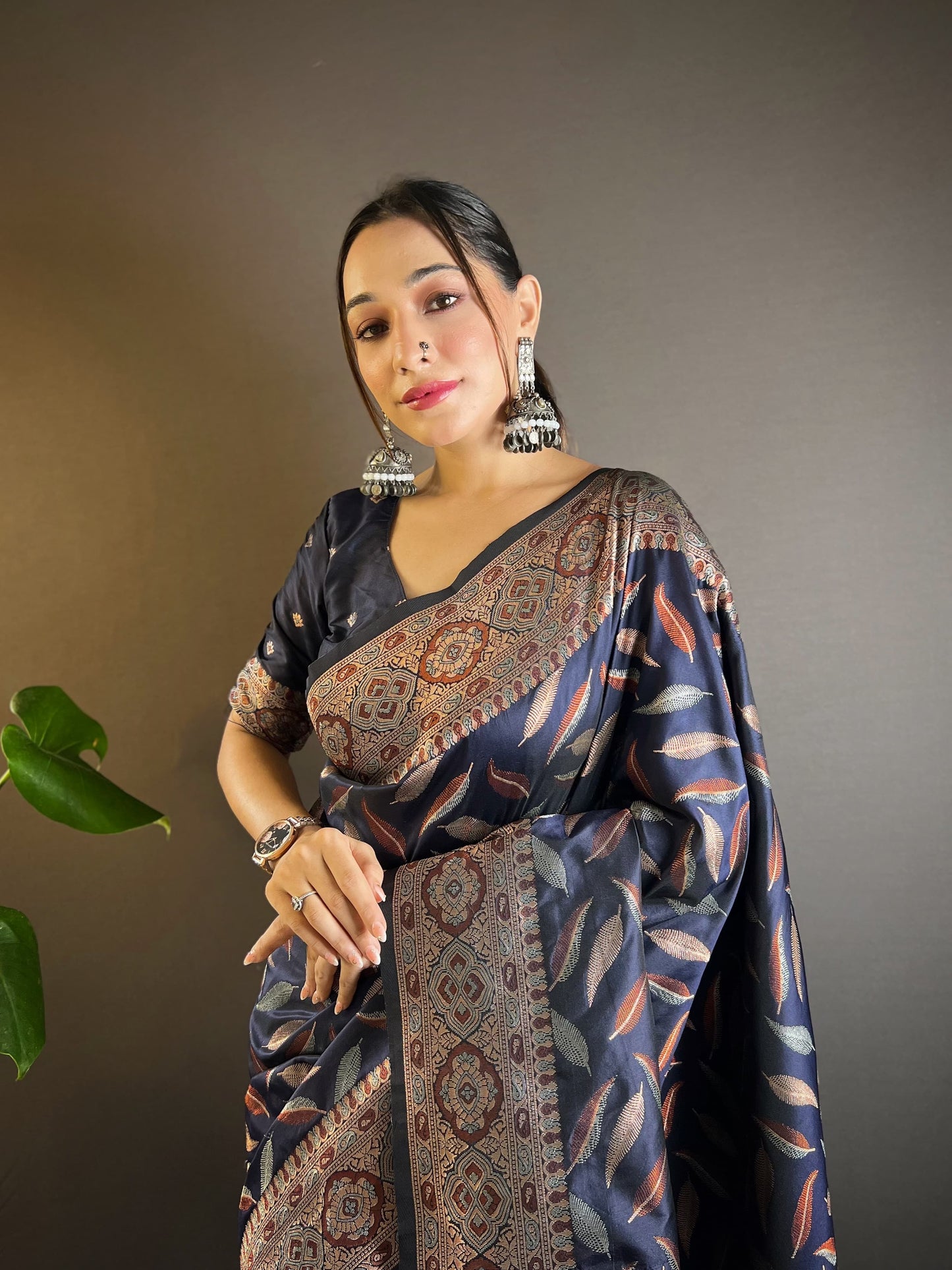 Navy blue Saree Party Wear