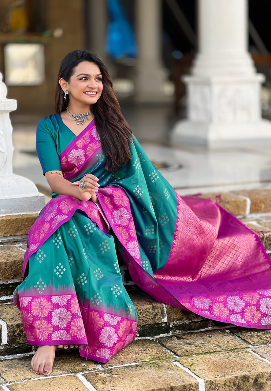 Teal Saree For Wedding online shopping