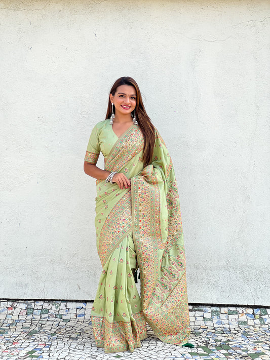 Green colour Saree Party Wear