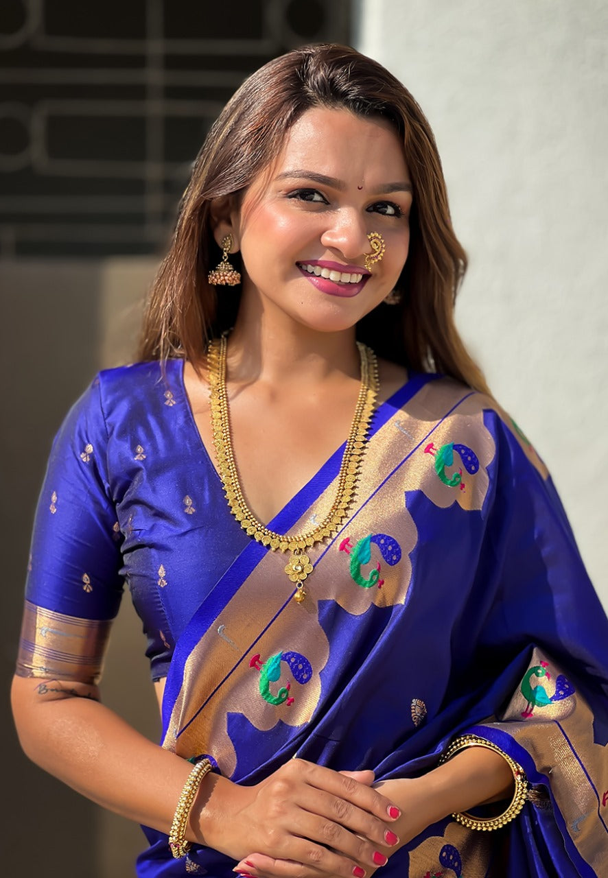 Navy Blue Paithani Saree