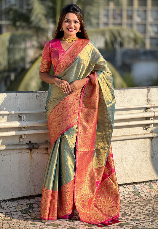 Green tissue saree for women price