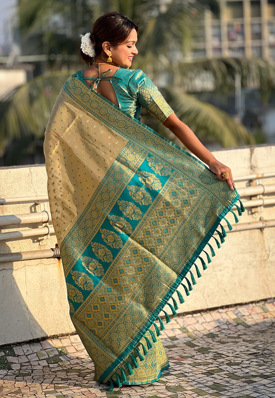 Beige Saree for Wedding