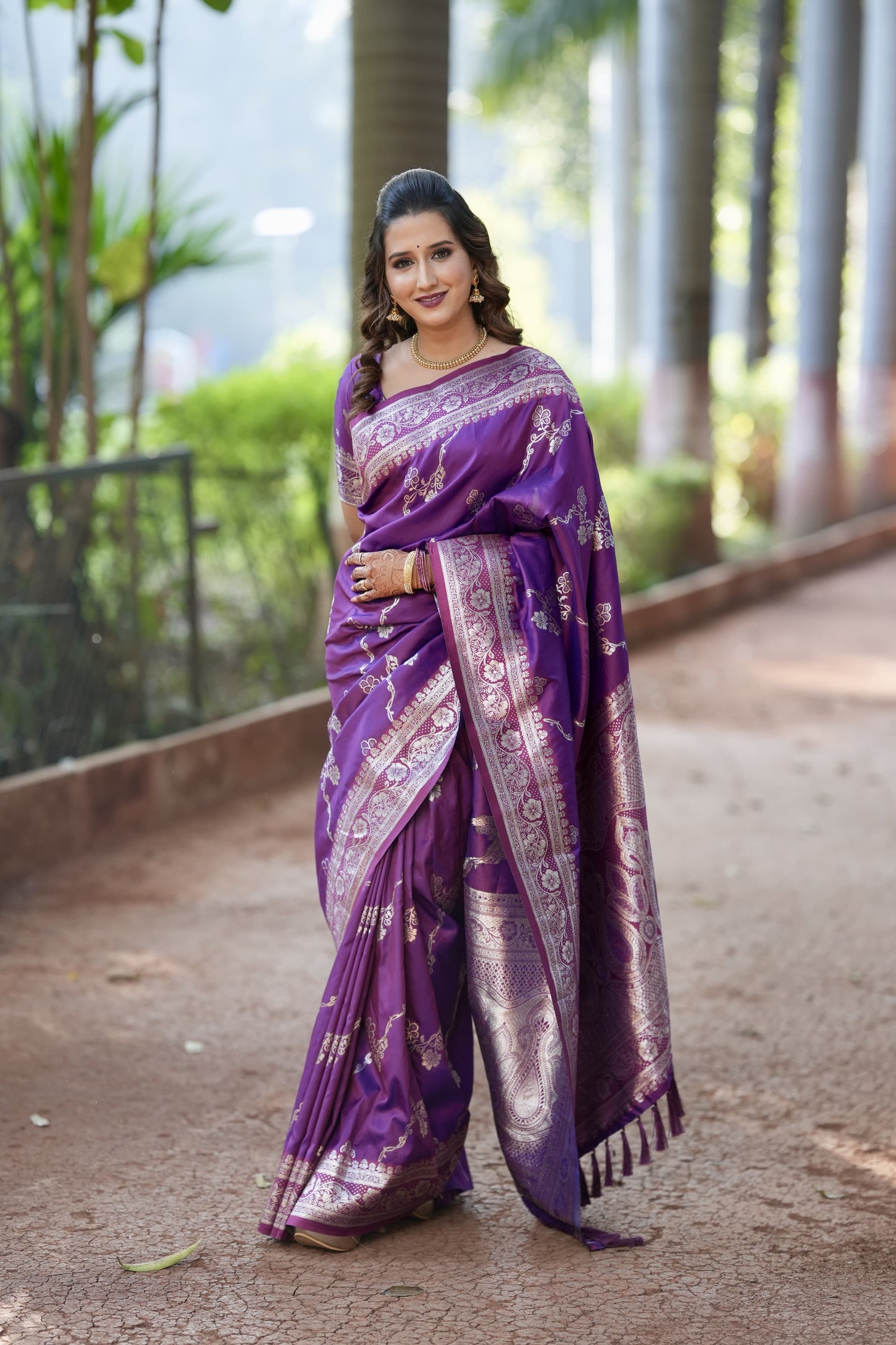 Purple colour Saree for wedding